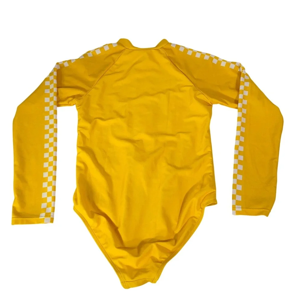 Lot of 2 Long Sleeve Swimsuit Rash‎ Guard Girls Sz 12 One Piece Checkerboard